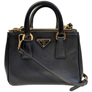 Prada Double Zip Saffiano Black Mini Crossbody